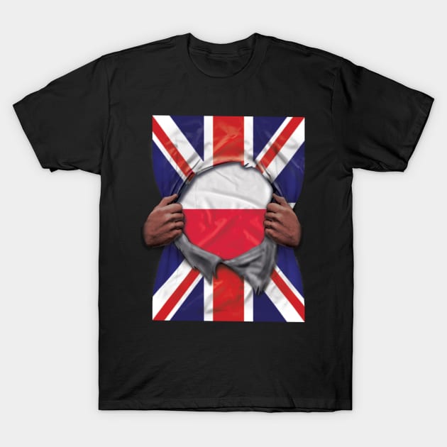 Poland Flag Great Britain Flag Ripped - Gift for Polish From Poland T-Shirt by Country Flags